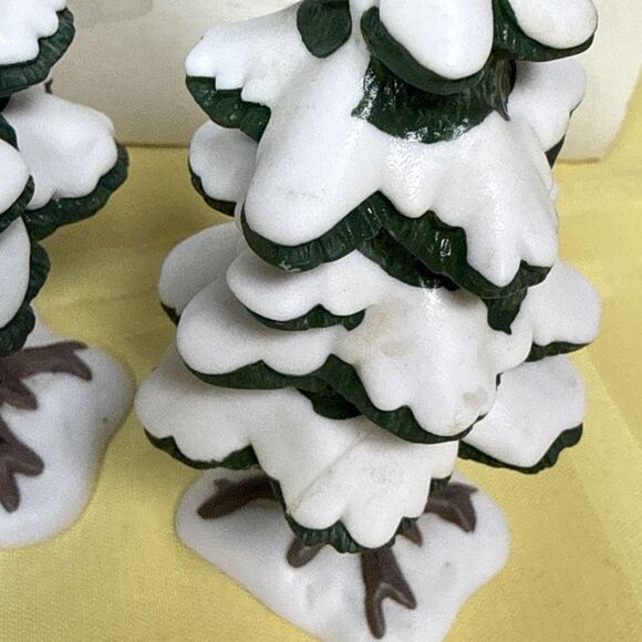 Department 56 set of 2 Village Small Porcelain Pine Trees 5" 4" 5251-1 With Box - Picture 3 of 10